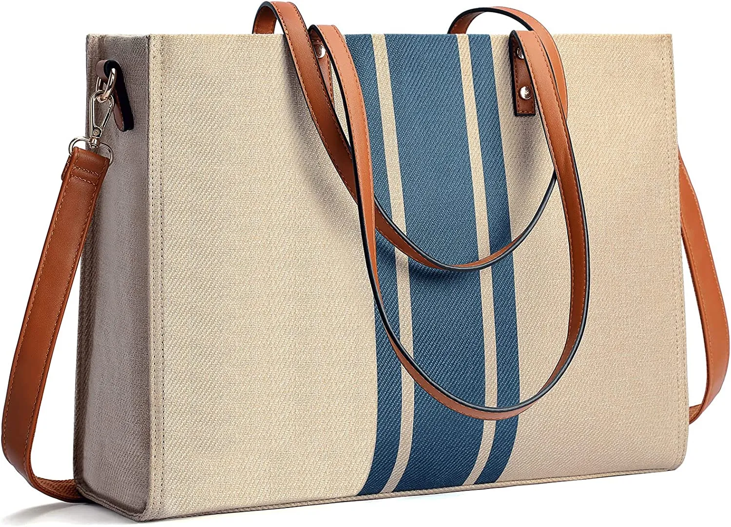 15.6 Inch Laptop Tote Bag for Women, Large Canvas Work Tote Bags for Women, Computer Briefcase Shoulder Bag, Casual Beach Bag