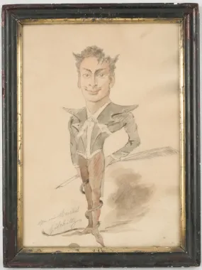 19th Century Satirical Caricature Drawing 13½" x 10¼"