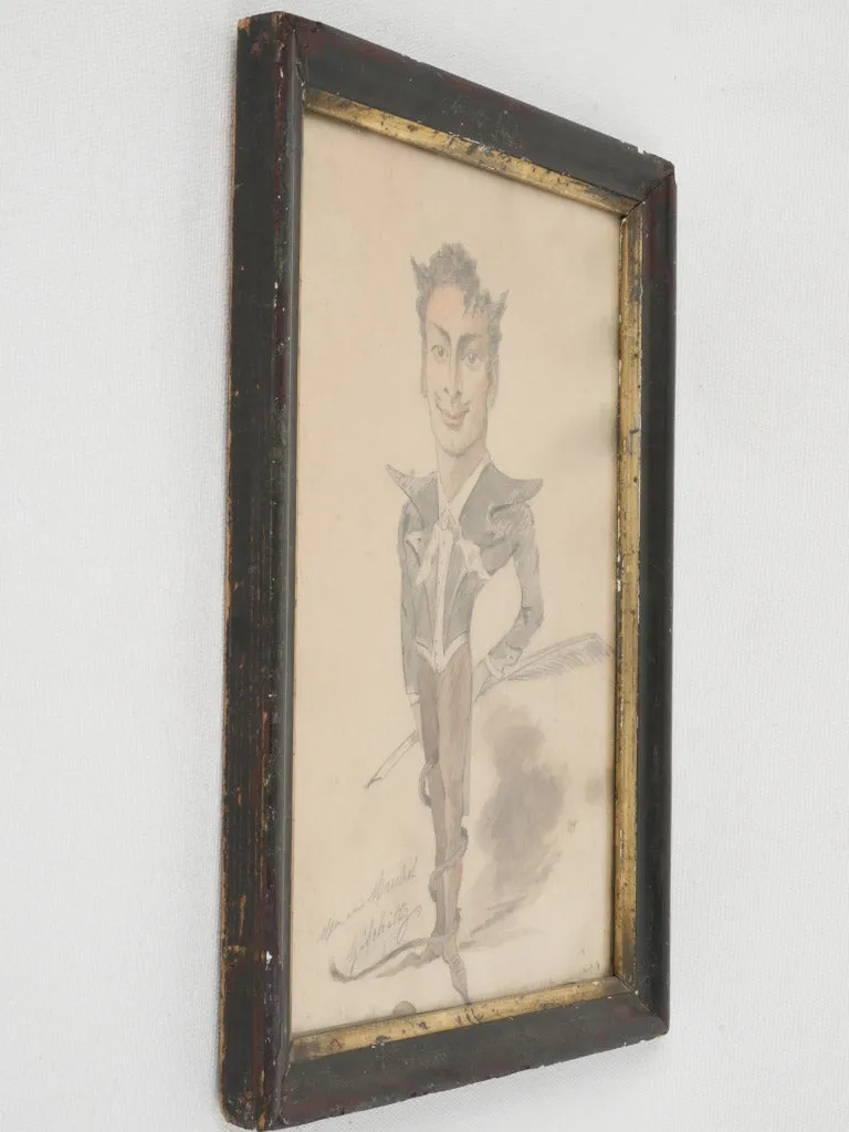 19th Century Satirical Caricature Drawing 13½" x 10¼"