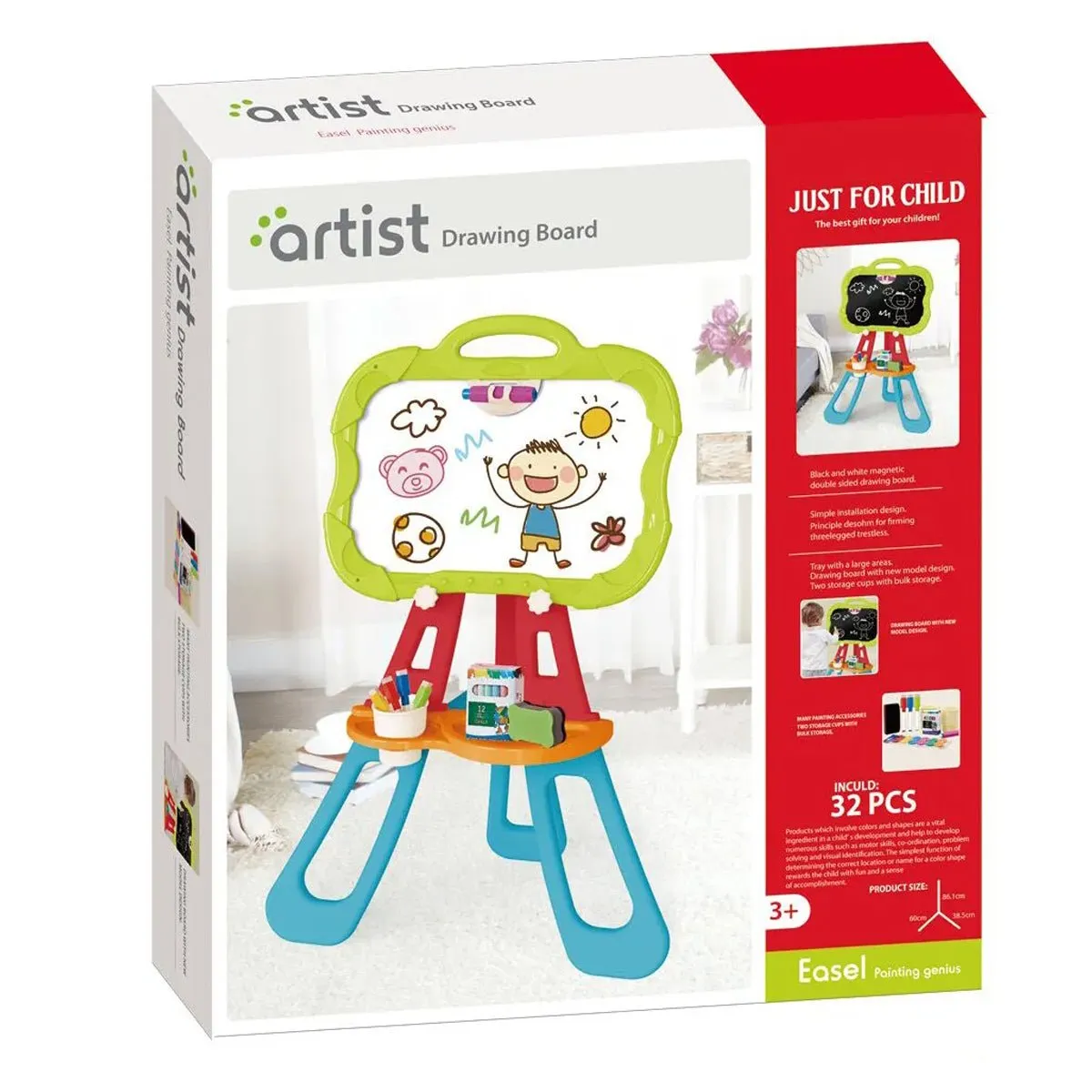 3 in 1 Learning Board With Stand | 32 Pcs