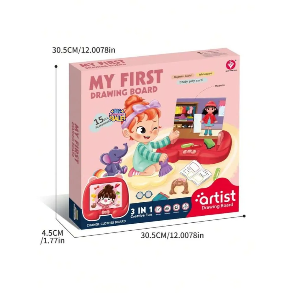 3IN1 CREATIVE KIDS FIRST DRAWING BOARD 14 PIECES ACCESSORIES
