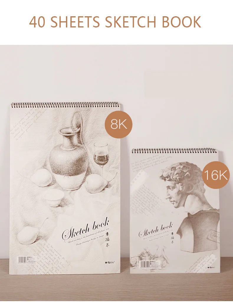 Acid-Free Sketch Pad 40 Sheets, A3/A4 Spiral Bound Art Paper