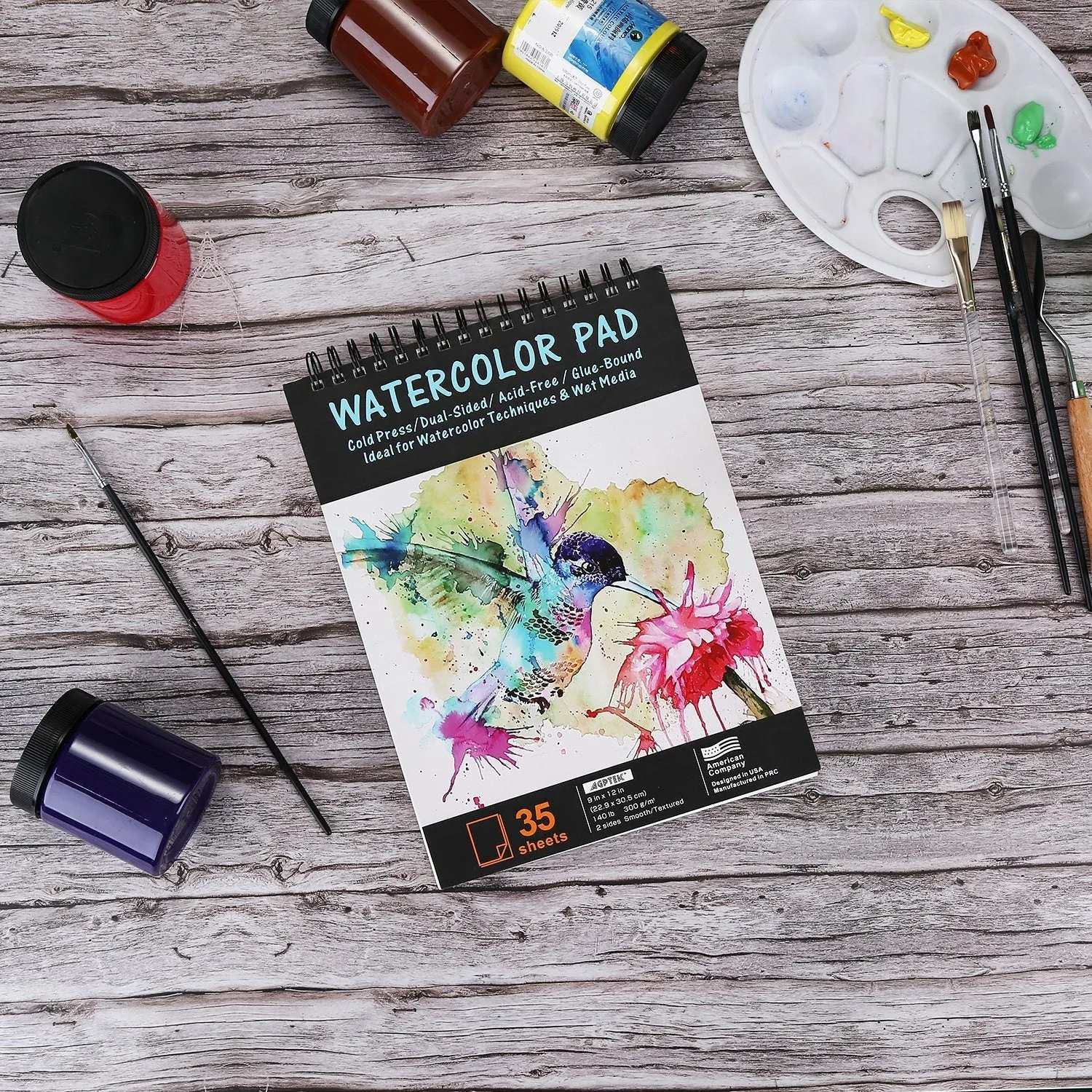 AGPtEk 12 inches 35 Sheets Watercolor Paper Pad