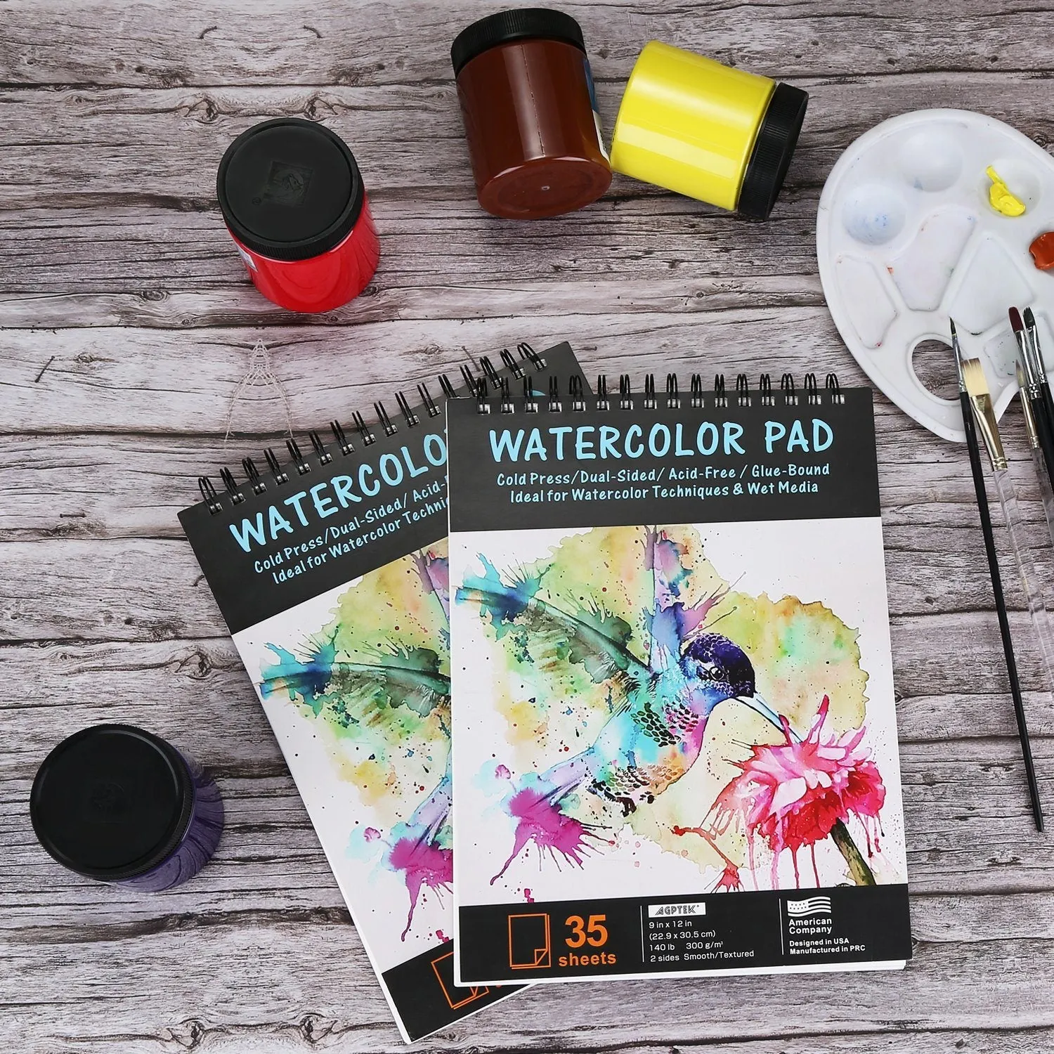 AGPtEk 12 inches 35 Sheets Watercolor Paper Pad
