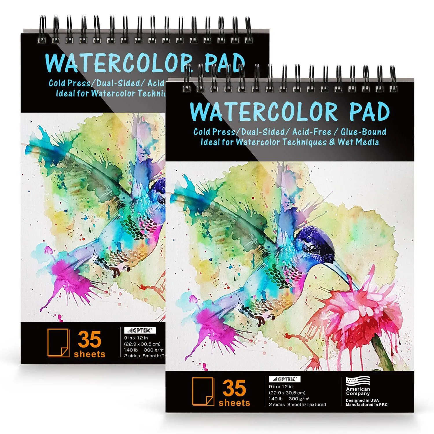 AGPtEk 12 inches 35 Sheets Watercolor Paper Pad