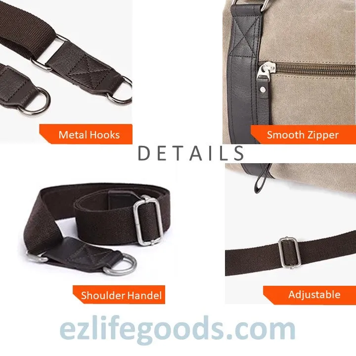 Anti-Theft Canvas Duffle Bag| Zipper Weekend Bag| Fitness Handbag| Shoulder Bag with Many Pockets