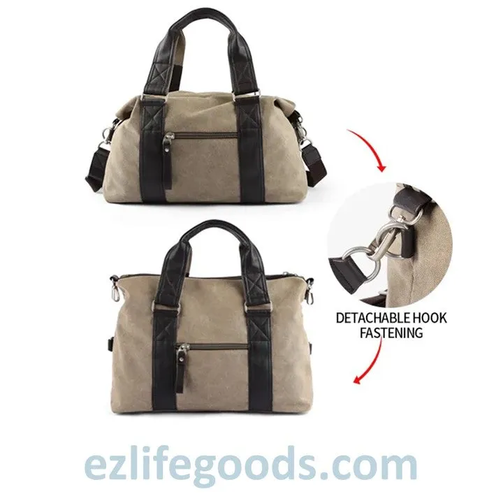 Anti-Theft Canvas Duffle Bag| Zipper Weekend Bag| Fitness Handbag| Shoulder Bag with Many Pockets