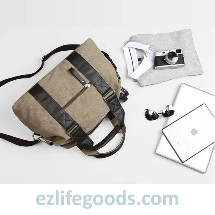 Anti-Theft Canvas Duffle Bag| Zipper Weekend Bag| Fitness Handbag| Shoulder Bag with Many Pockets