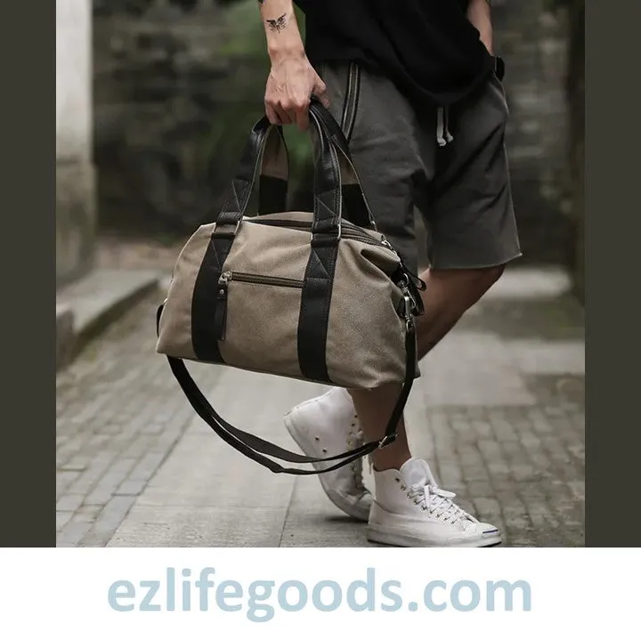 Anti-Theft Canvas Duffle Bag| Zipper Weekend Bag| Fitness Handbag| Shoulder Bag with Many Pockets