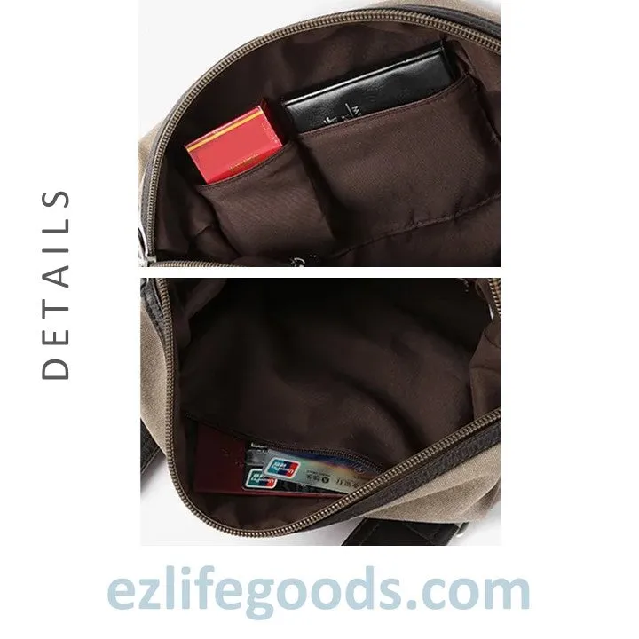 Anti-Theft Canvas Duffle Bag| Zipper Weekend Bag| Fitness Handbag| Shoulder Bag with Many Pockets