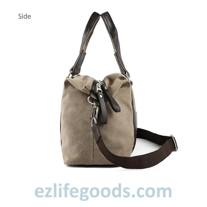 Anti-Theft Canvas Duffle Bag| Zipper Weekend Bag| Fitness Handbag| Shoulder Bag with Many Pockets