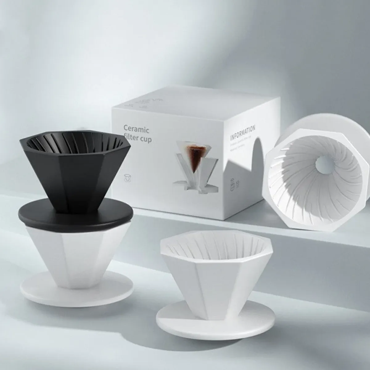 Barista Ceramic Coffee Filter Cup Driper 1-2 cups & 3-4 cups