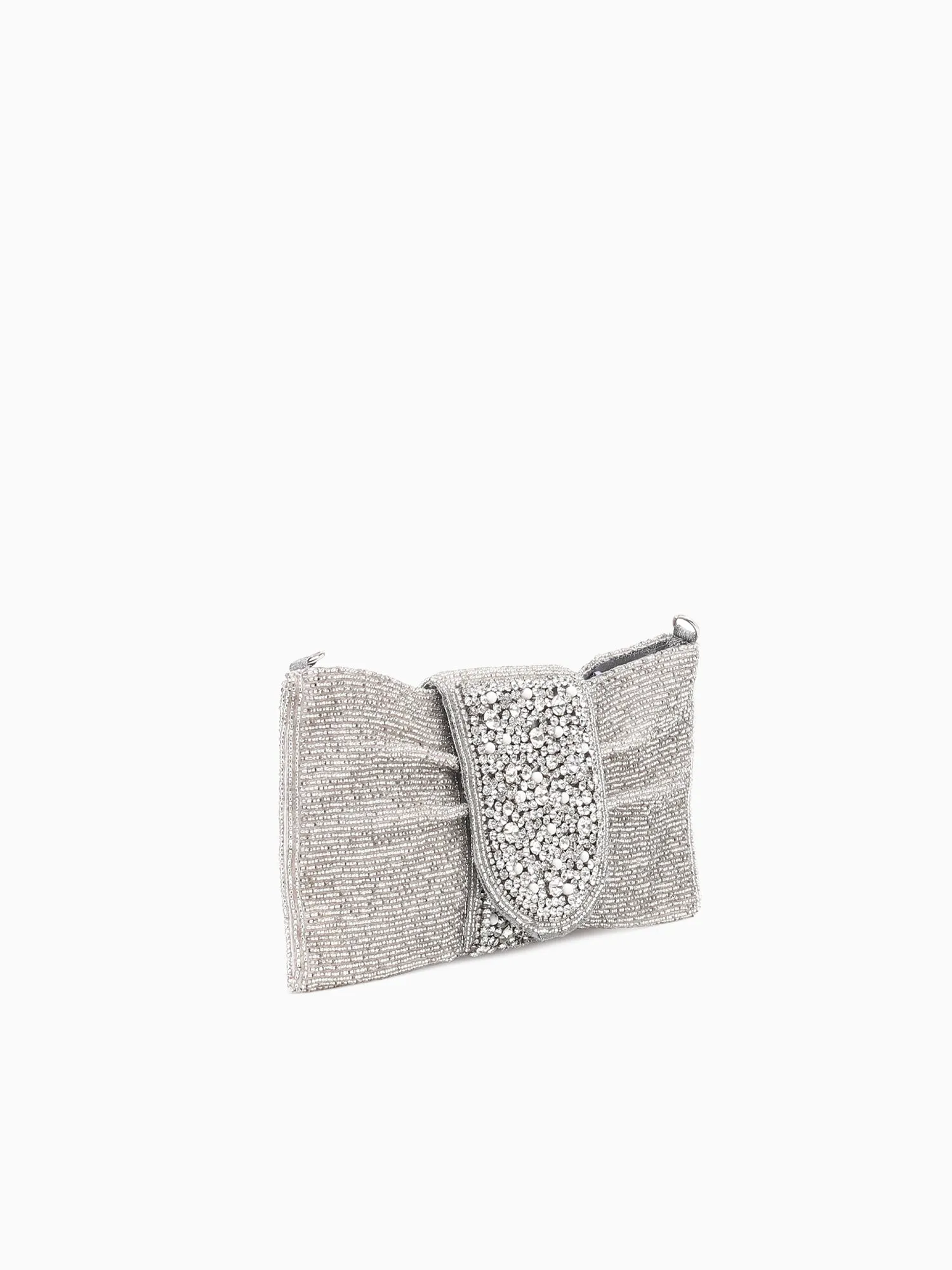 Bow Bag Flap Clutch Silver