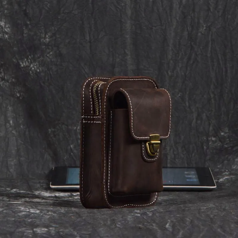Brown Leather Cigarette Bag Holster Waist Pouches Waist Bag Belt Pouch Belt Bag For Men
