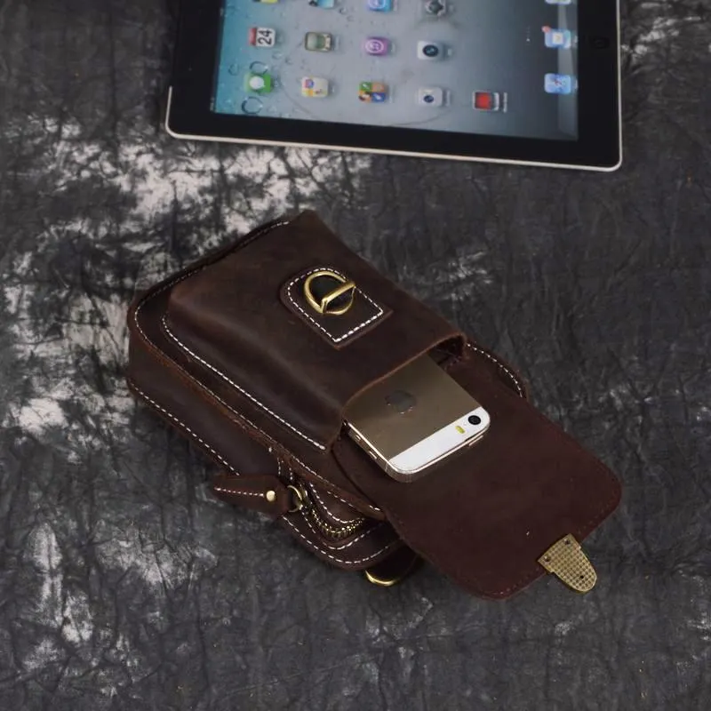 Brown Leather Cigarette Bag Holster Waist Pouches Waist Bag Belt Pouch Belt Bag For Men