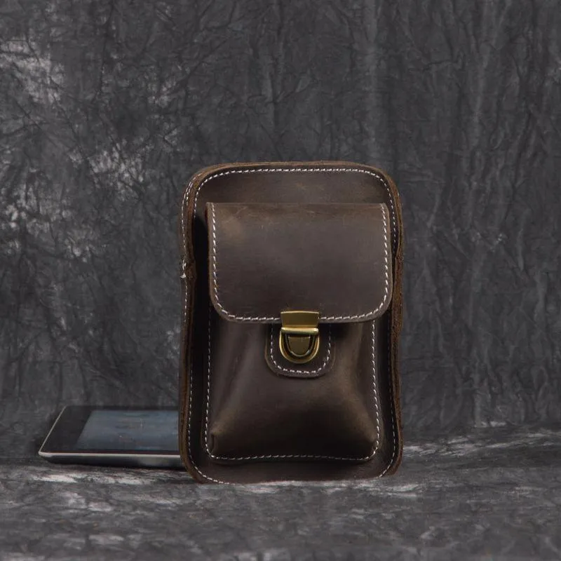 Brown Leather Cigarette Bag Holster Waist Pouches Waist Bag Belt Pouch Belt Bag For Men
