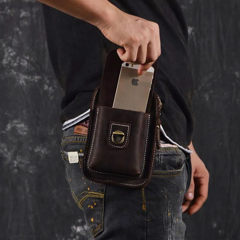 Brown Leather Cigarette Bag Holster Waist Pouches Waist Bag Belt Pouch Belt Bag For Men