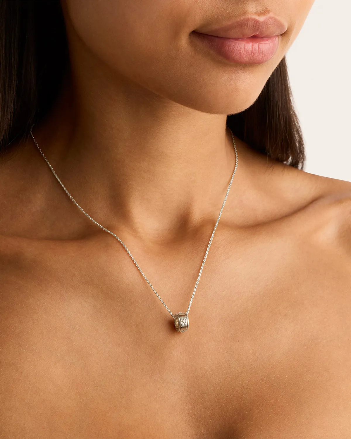 By Charlotte I Am Loved Spinning Meditation Necklace, Silver