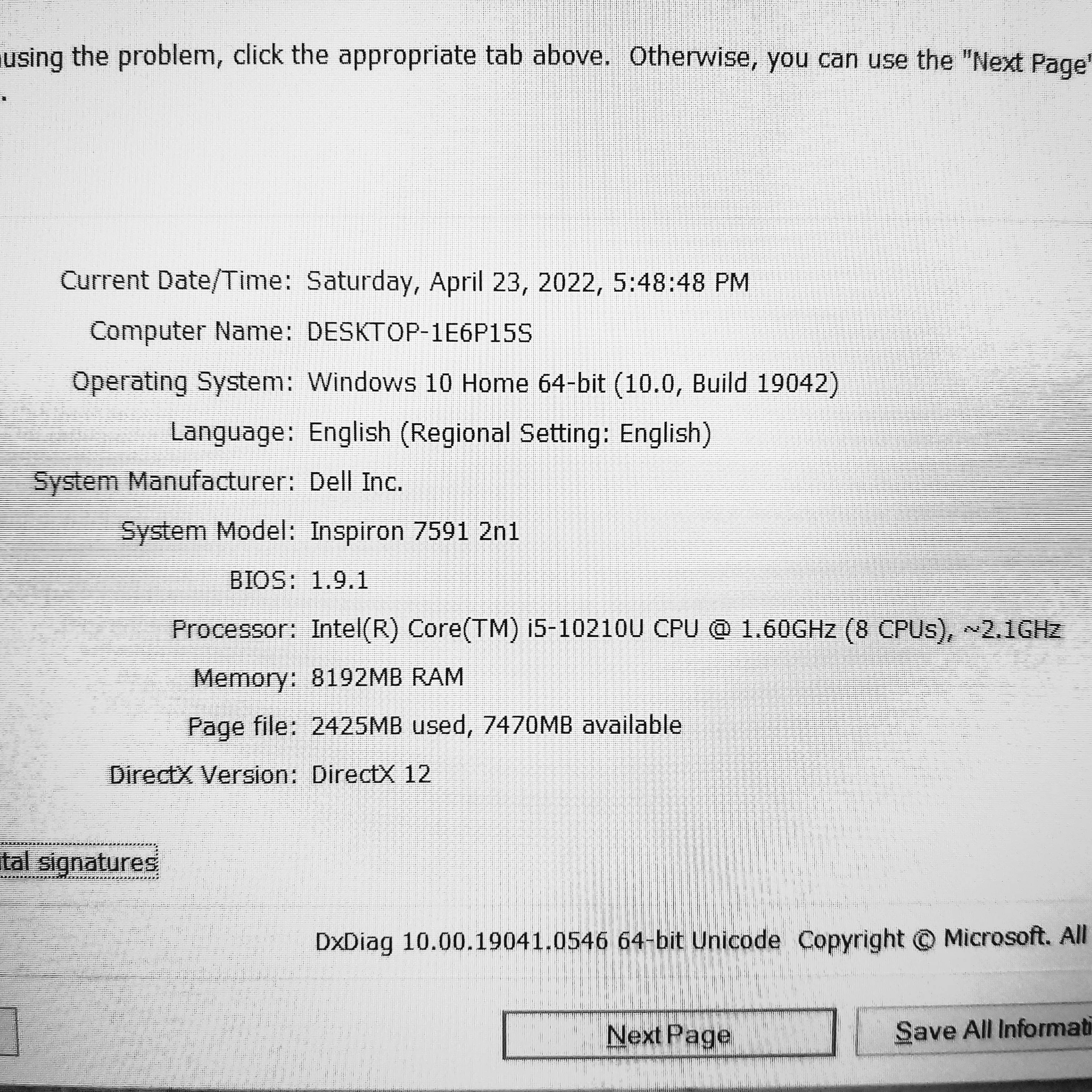Dell Inspiron 7591 2in1 i5-10210U 15.6" Laptops (Open Box)