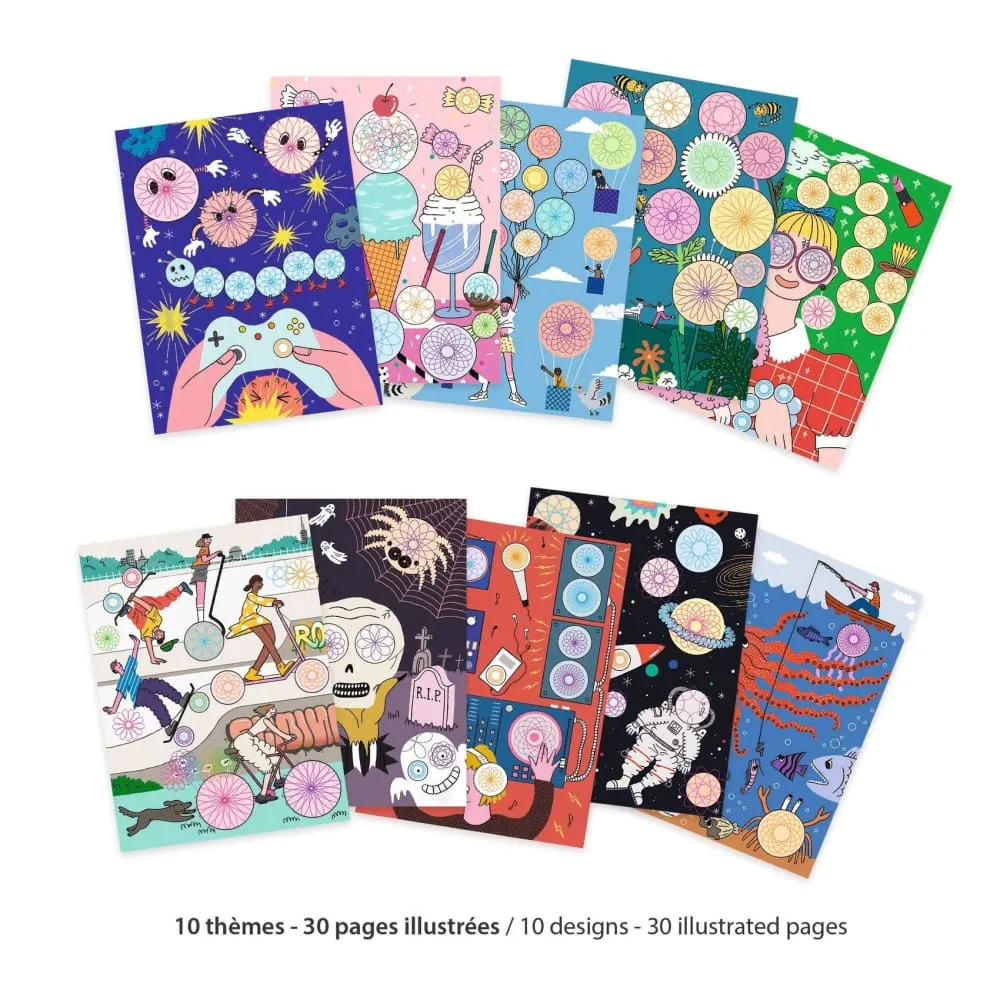 Djeco Spirals 10 Themes 30 Page Colouring Block