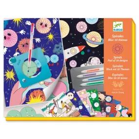 Djeco Spirals 10 Themes 30 Page Colouring Block