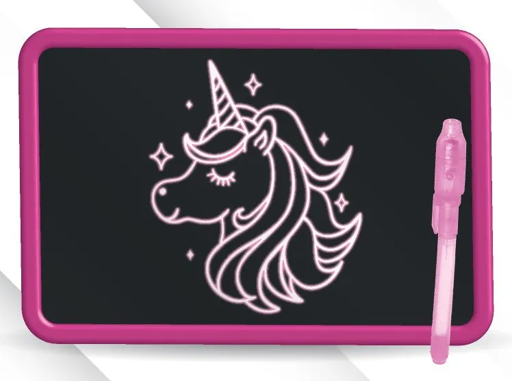 Dual Sided Fluorescent Drawing Board and Dry Erase Board- With Stencils