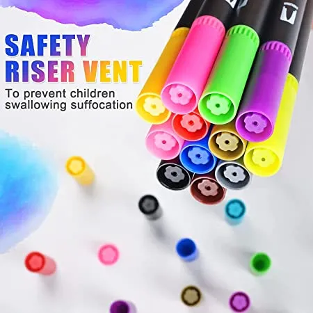 Dual Tip Brush Marker Pens 36 Pc