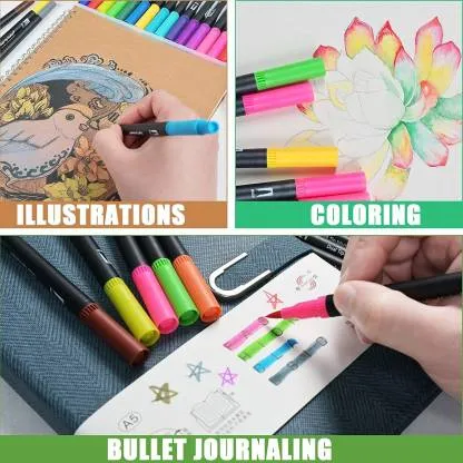 Dual Tip Brush Marker Pens 36 Pc