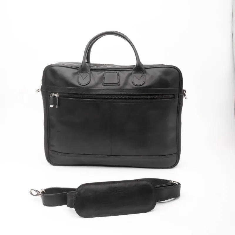 Executive Leather Laptop Bag-Black