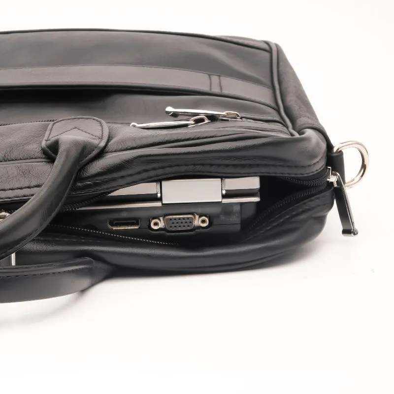 Executive Leather Laptop Bag-Black