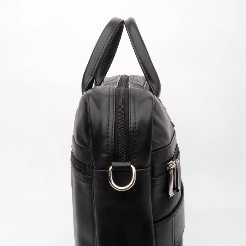 Executive Leather Laptop Bag-Black