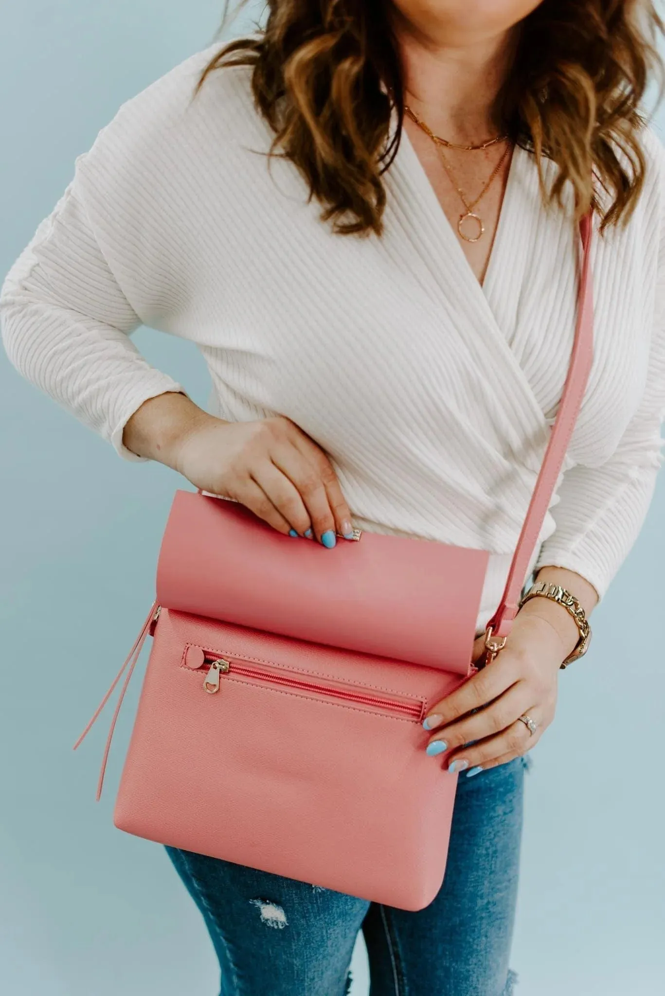 FCB17106 Smooth Pebble Leather Crossbody/Clutch