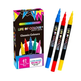 Fine Tip Acrylic Paint Pens | Classic Colours