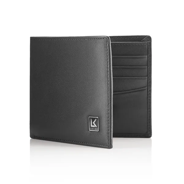 Full grain leather wallet in black - 8 card slot