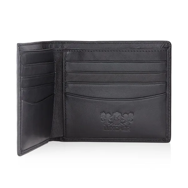 Full grain leather wallet in black - 8 card slot