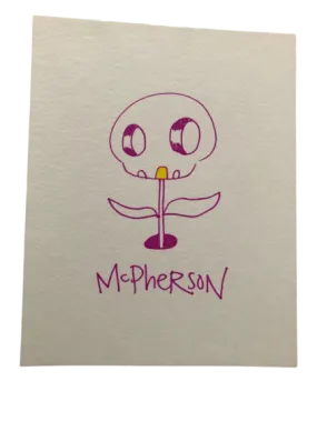 Gold Tooth Skull Flower Original Marker Drawing by Tara McPherson