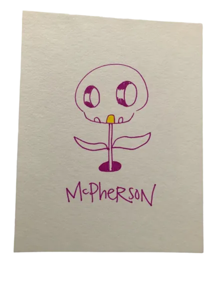 Gold Tooth Skull Flower Original Marker Drawing by Tara McPherson
