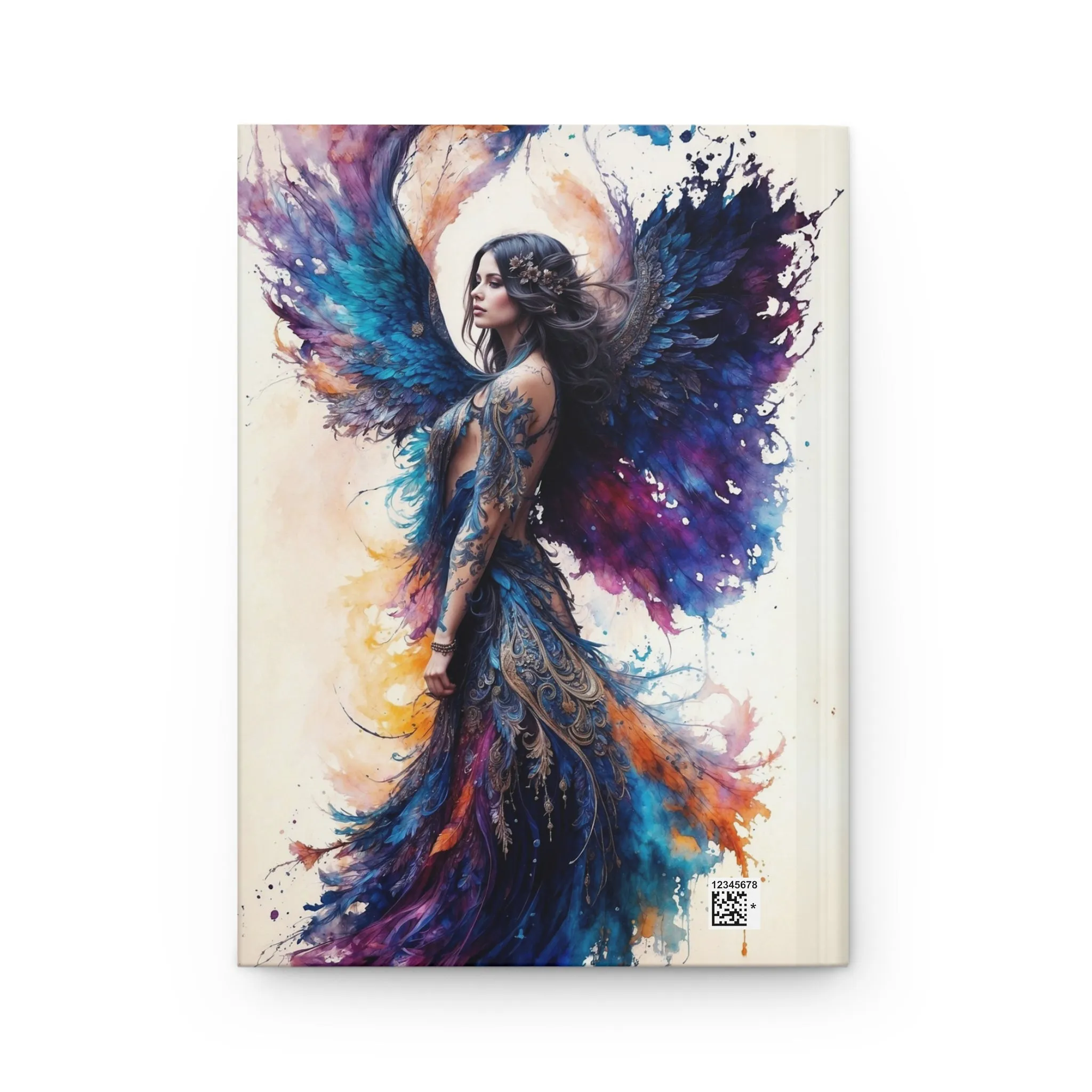 Hardcover Journal Matte - Angel Woman Watercolor Portrait , Artistic Notebook,  A5