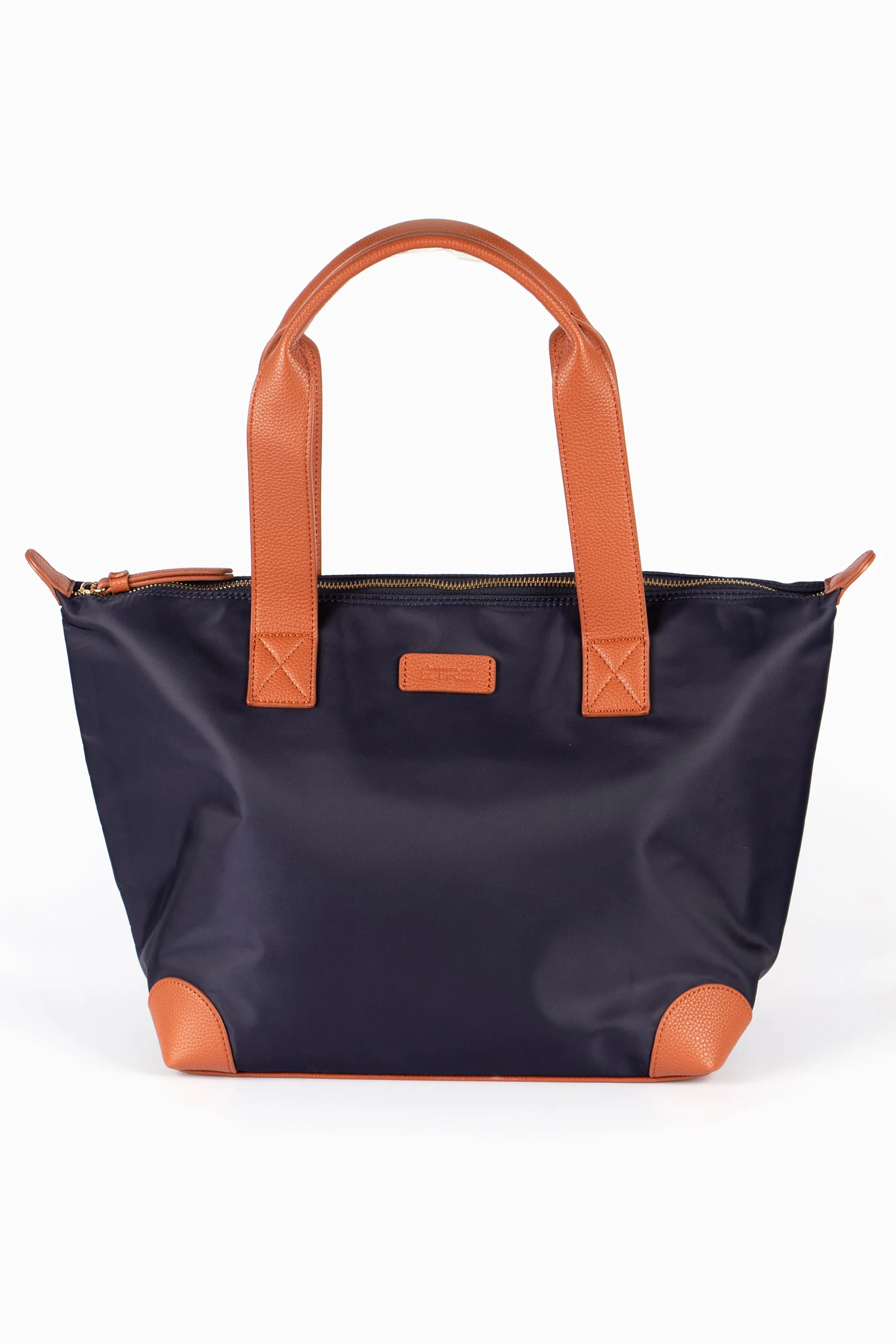 Harlowe Classic Tote Bag - Navy Blue, Nylon/PU