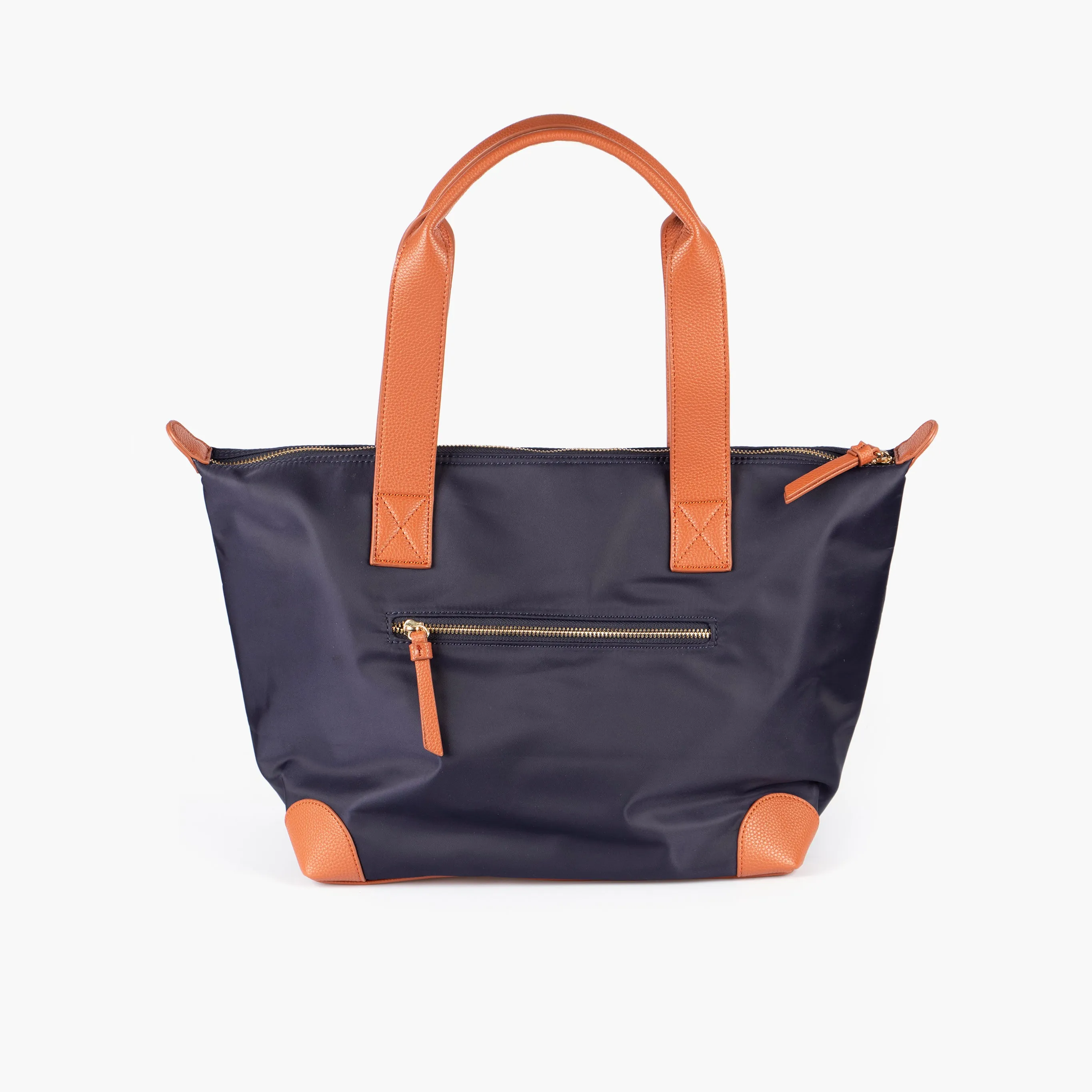 Harlowe Classic Tote Bag - Navy Blue, Nylon/PU