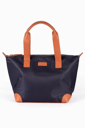 Harlowe Classic Tote Bag - Navy Blue, Nylon/PU