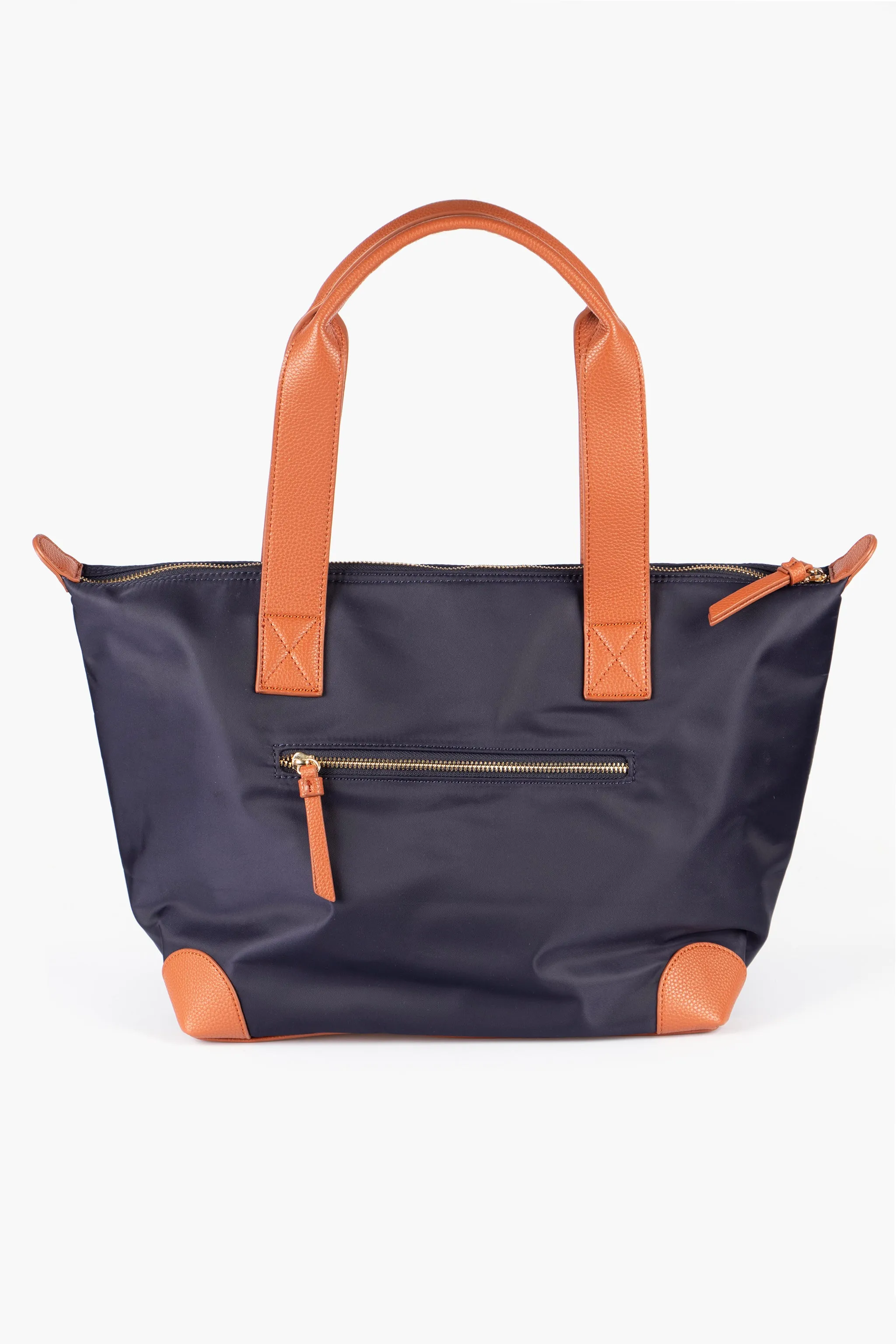 Harlowe Classic Tote Bag - Navy Blue, Nylon/PU