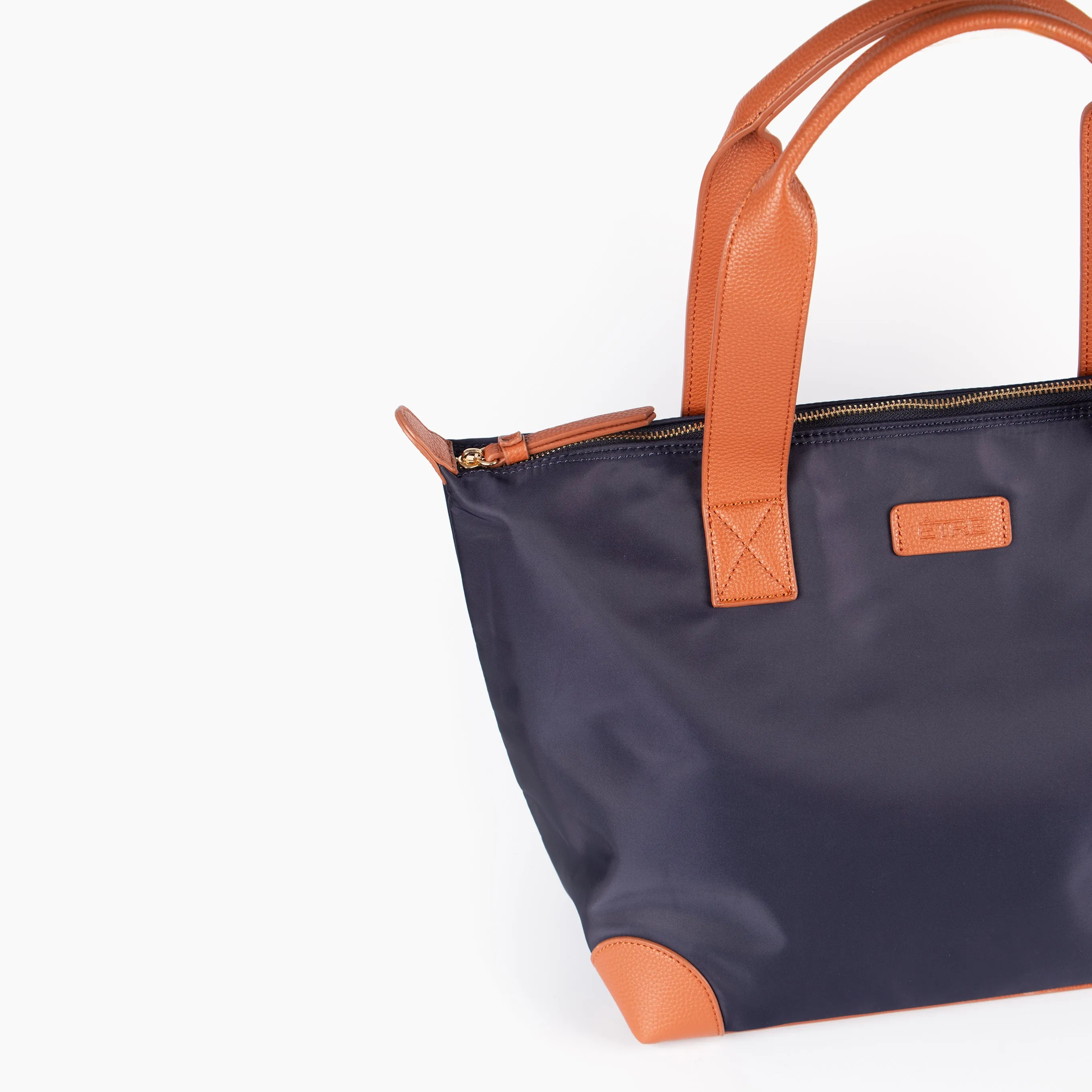 Harlowe Classic Tote Bag - Navy Blue, Nylon/PU