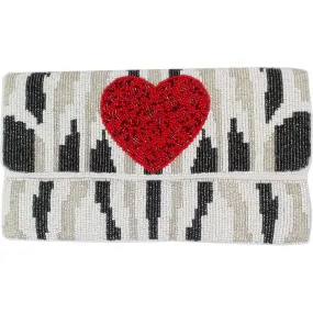 HEART Beaded Clutch Bag