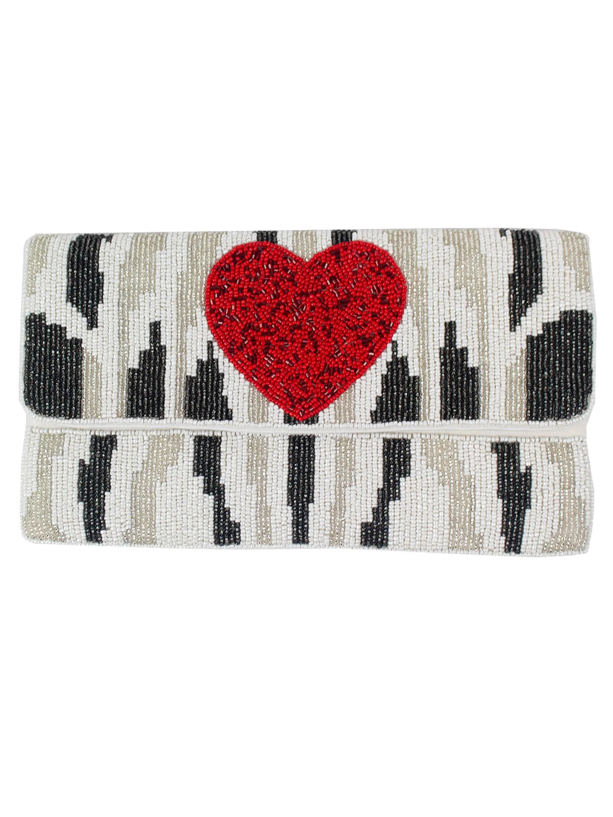 HEART Beaded Clutch Bag