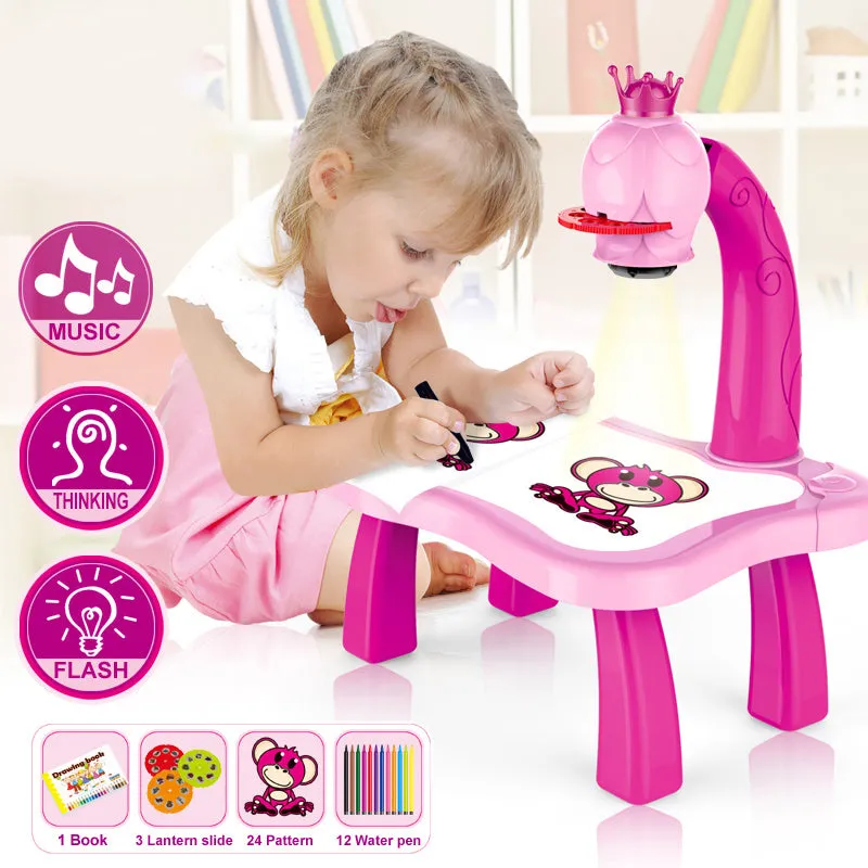 Kids LED Drawing Projector Table Trace and Draw Painting Machine Toy