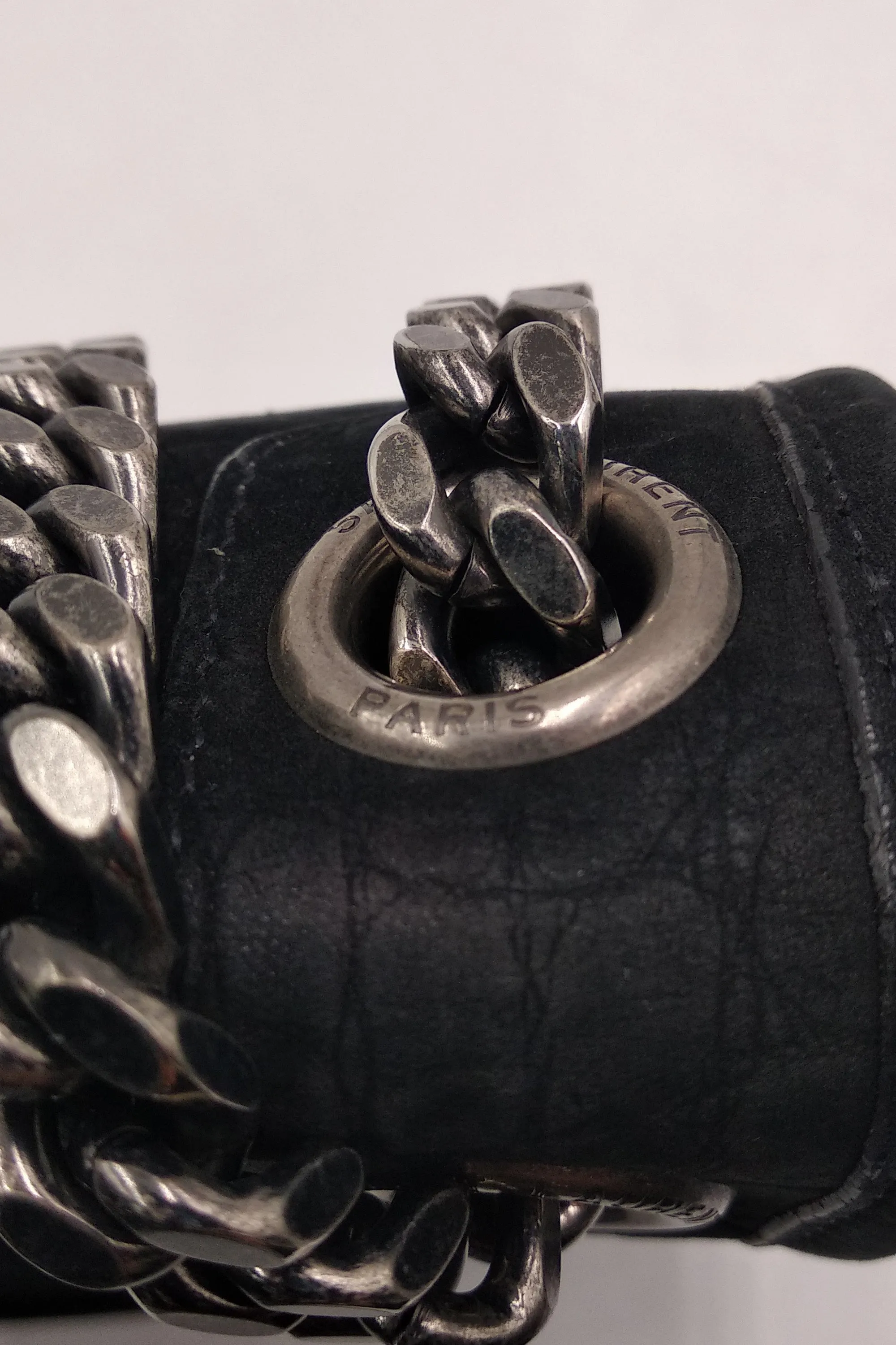 Medium Niki Crocodile Embossed Black