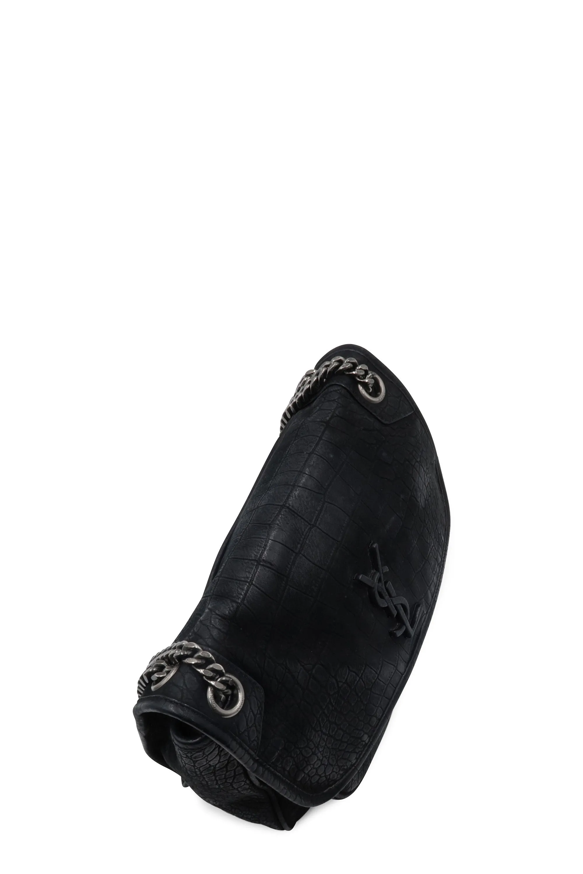 Medium Niki Crocodile Embossed Black