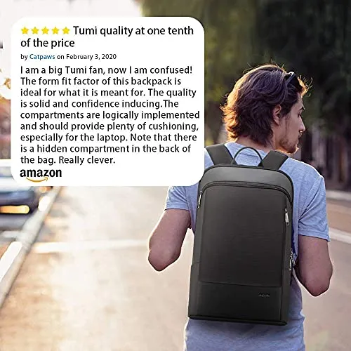 Men's Super Slim Laptop Backpack - Anti Theft - Waterproof - Student