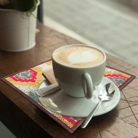 Mona B - Set of 2 Printed Placemats, 13 INCH Square, Best for Bed-Side Table/Center Table, Dining Table/Shelves- PP-100